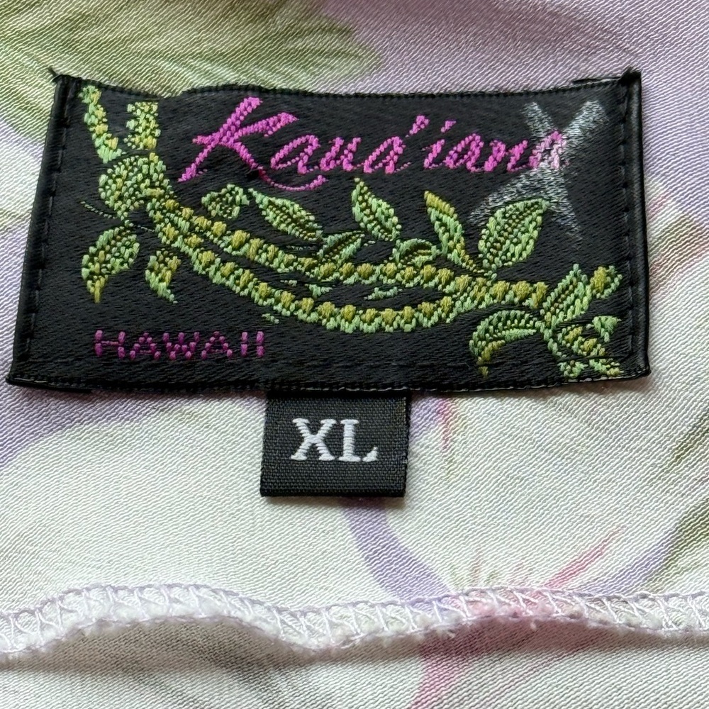 Vintage Kaua’iana Hawaiian Maxi Dress XL Tropical Floral Rayon Handkerchief Hem - Picture 13 of 15